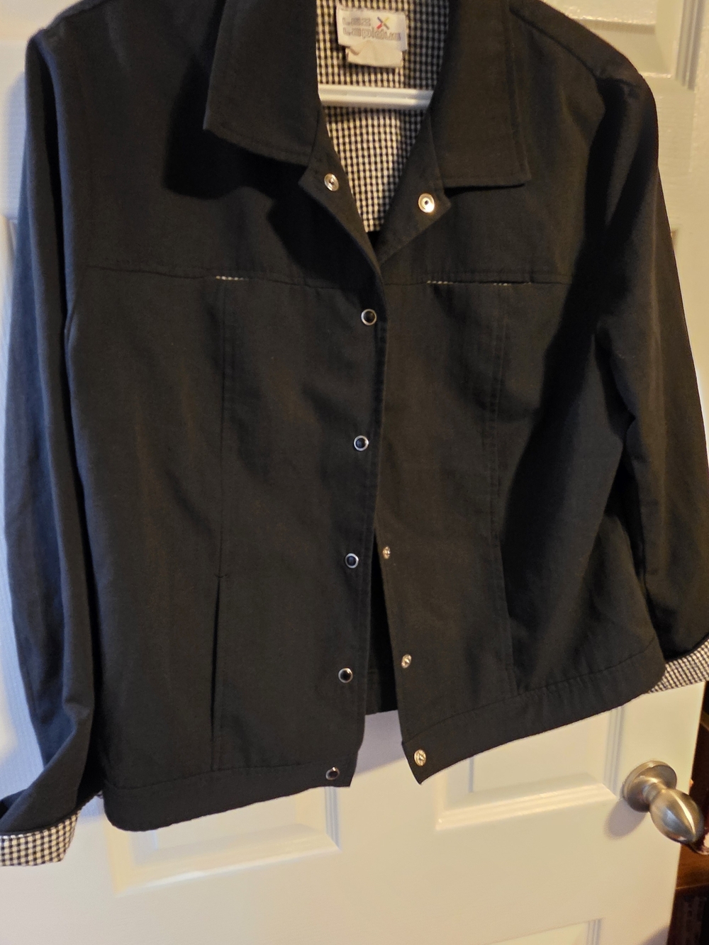 4/$25 Deal! Vintage Black Jacket with Gingham Trim